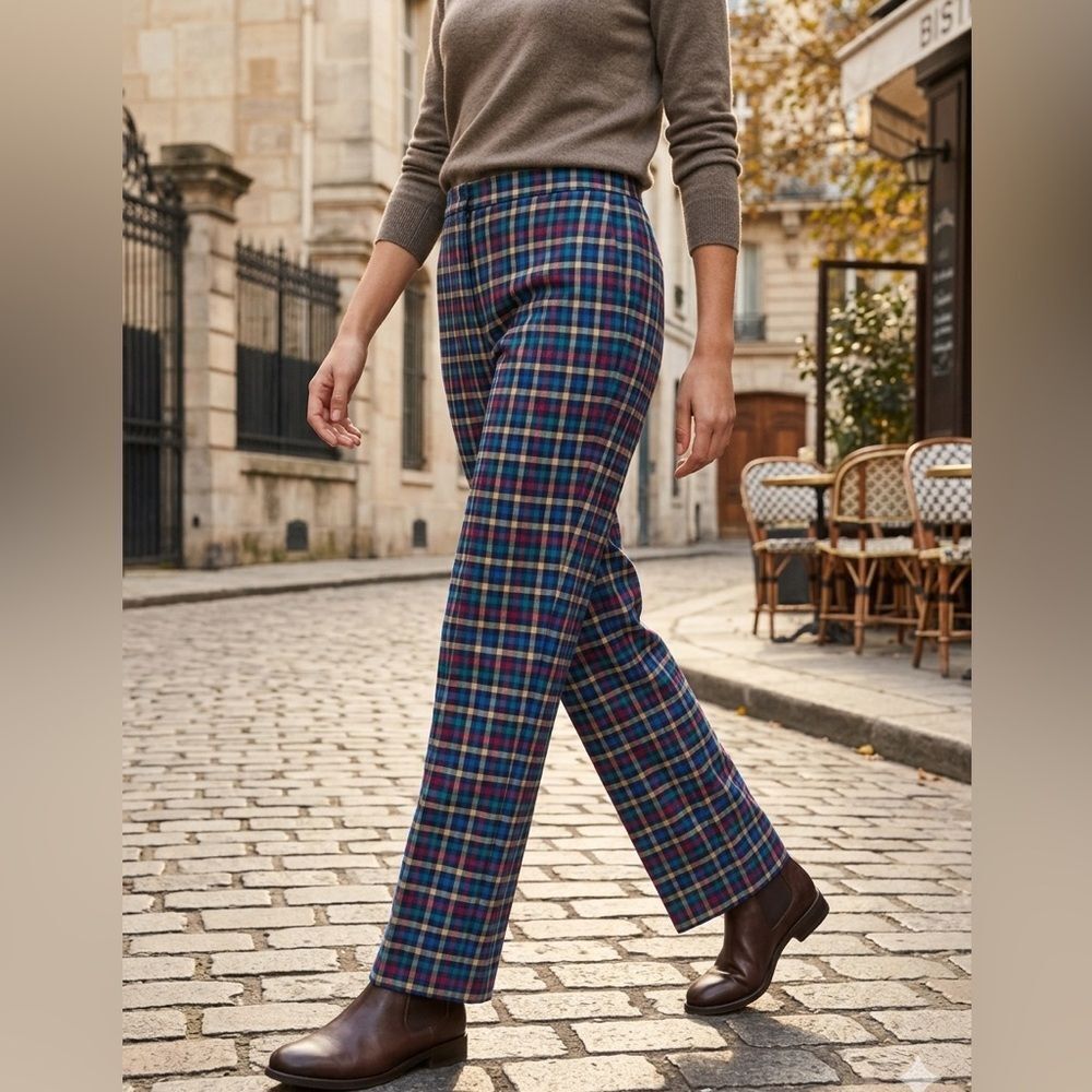 Take 50% OFF- Haymaker Women’s Plaid Blue & Green Cotton Pants, Size-20